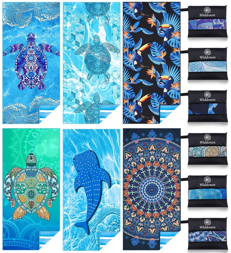 Widdonen Microfiber Lightweight Beach Towel Sand Free Quick Dry Absorbent Thin Compact Towels for Swimming Pool Camping Beach Accessories Large Easy Pack Travel Things for Vacation Essentials Gift Adult - Image 1